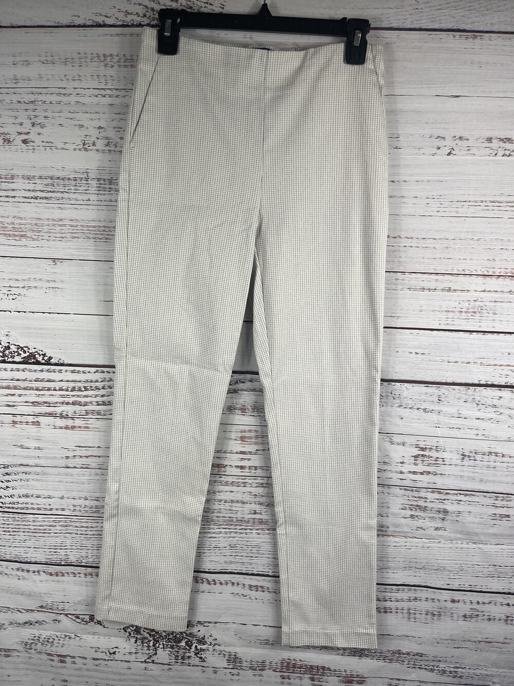 Massimo Fabbro Italy Women's SZ 2 Gray White Check Slim Fit Stretch Work Office